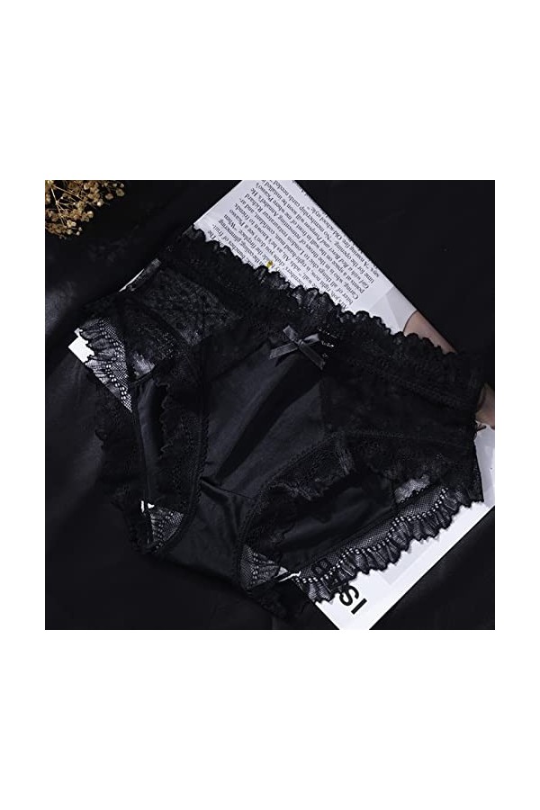 MULANY Femme Slips 3 pièces Sexy Femmes Dentelle Culottes Dames Culotte Transparente à Pois Maille Lingerie sous-vêtements Ar