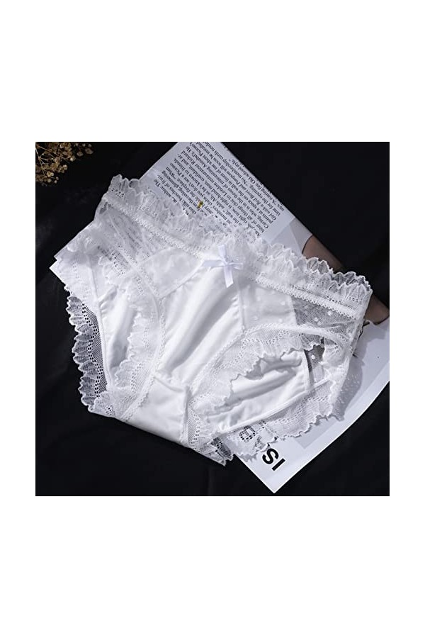 MULANY Femme Slips 3 pièces Sexy Femmes Dentelle Culottes Dames Culotte Transparente à Pois Maille Lingerie sous-vêtements Ar