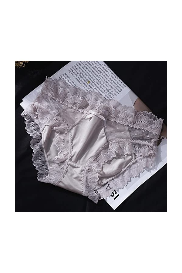 MULANY Femme Slips 3 pièces Sexy Femmes Dentelle Culottes Dames Culotte Transparente à Pois Maille Lingerie sous-vêtements Ar