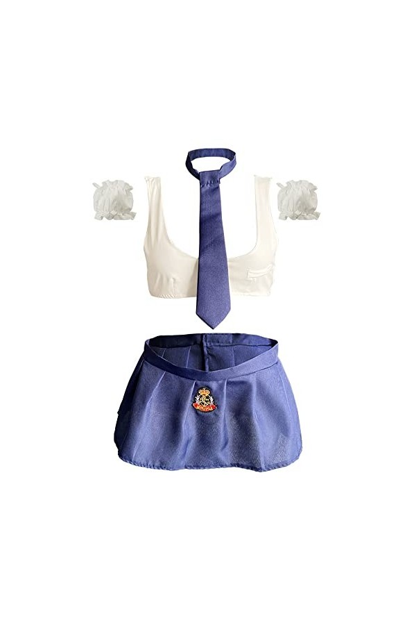 SINGUYUN Tenue décolière pour femmes – Costume de marin sexy pour costumade avec jupe plissée – Costumes JK avec bas 2689bl