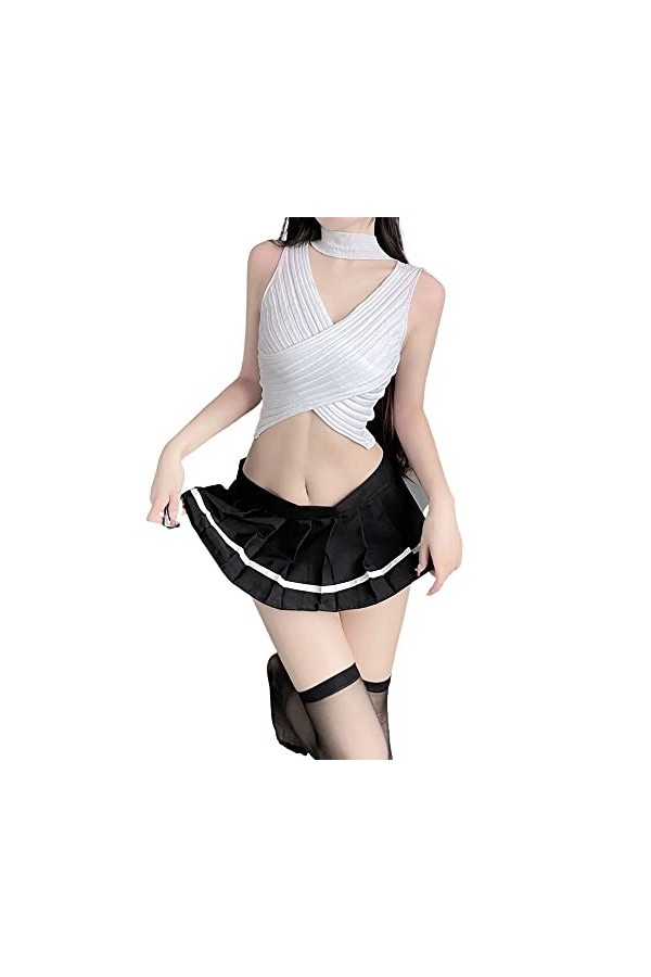 Temptshow Pyjama sexy pour femme - Pour étudiantes japonaises - Pour cosplay - Noir 1