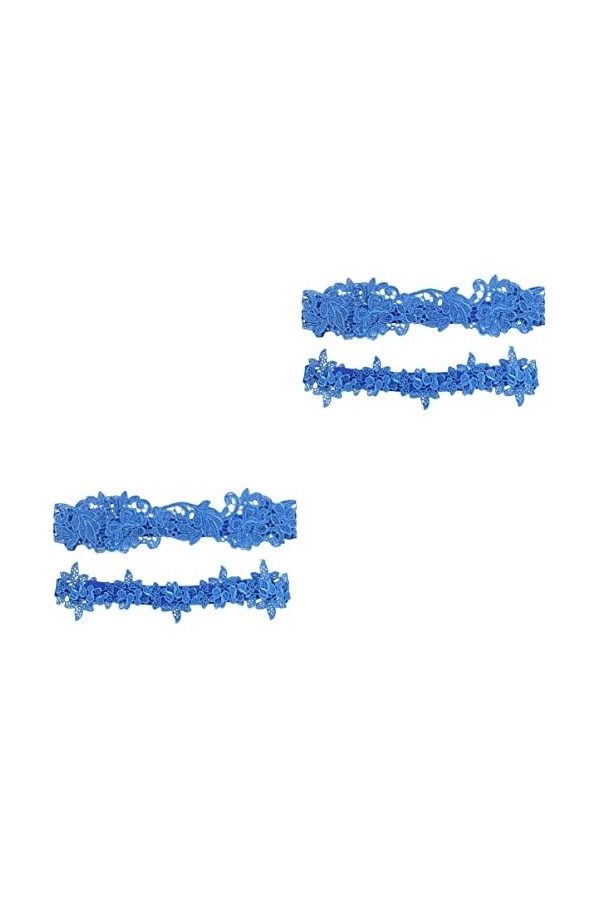 6 Pièces Partie Anneau Jambe pour Costume Accessoire Foncé Bleu Foncé Jarretière de Mariée Femmes Cuisse Floral Bal Dentelle 