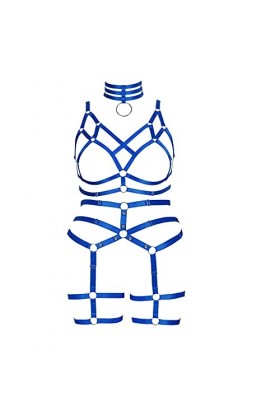Ensemble porte-jarretelles complet harnais gothique pour femme dodu punk lingerie cage festival rave grande taille soutien-go