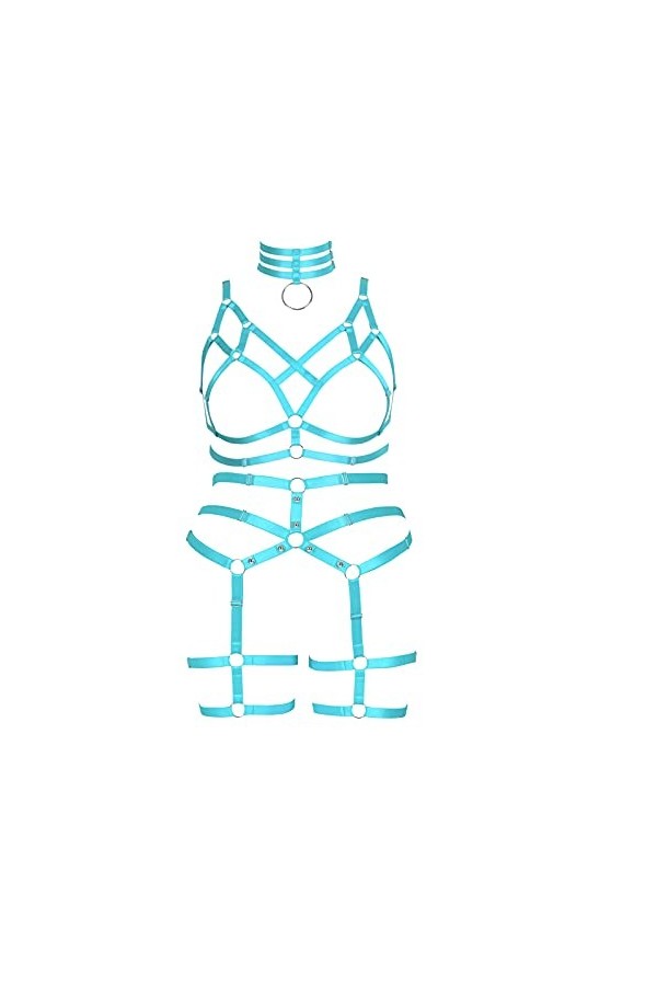 Ensemble porte-jarretelles complet harnais gothique pour femme dodu punk lingerie cage festival rave grande taille soutien-go