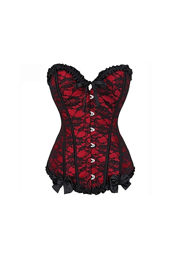 YUANYUAN520 Femmes Sexy Dentelle Rouge Bustier Femme Élastique os Supérieur Steam Punk Plus Taille Corset Top for Femmes Club
