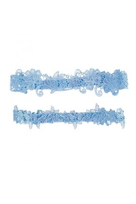 ZZSRJ Bague en Dentelle brodée Dames Bague de la mariée de mariée Bande délasticité Color : Blue, Taille : One Size 