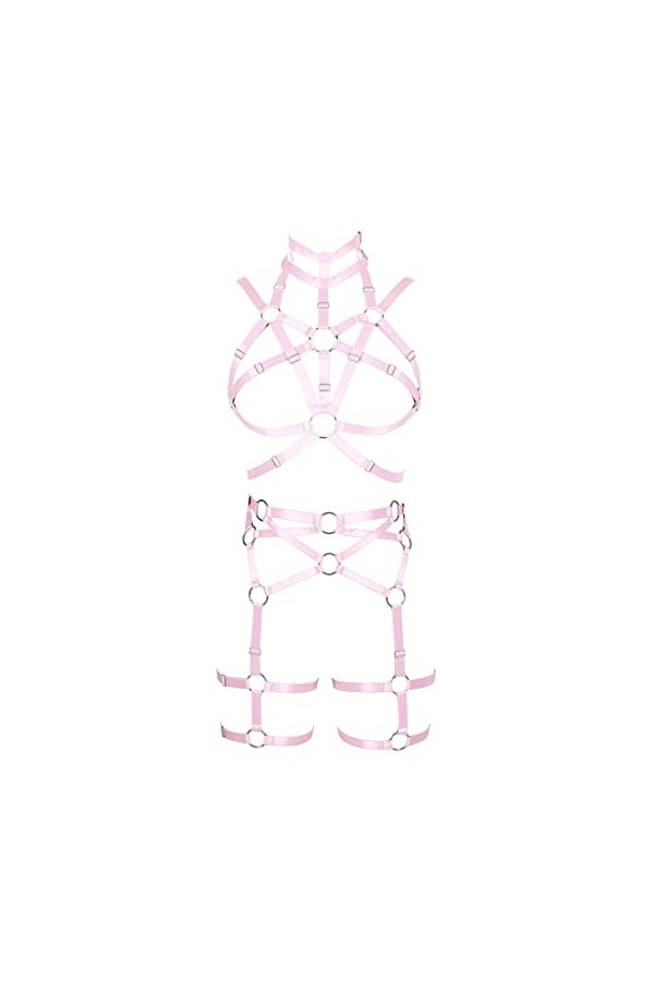Harnais complet pour femme - Soutien-gorge punk - Sangle de poitrine - Festival rave - Lingerie - Grande taille - Porte-jarre