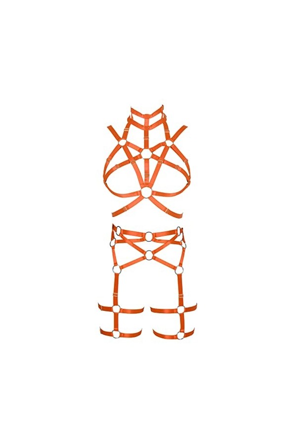 Harnais complet pour femme - Soutien-gorge punk - Sangle de poitrine - Festival rave - Lingerie - Grande taille - Porte-jarre