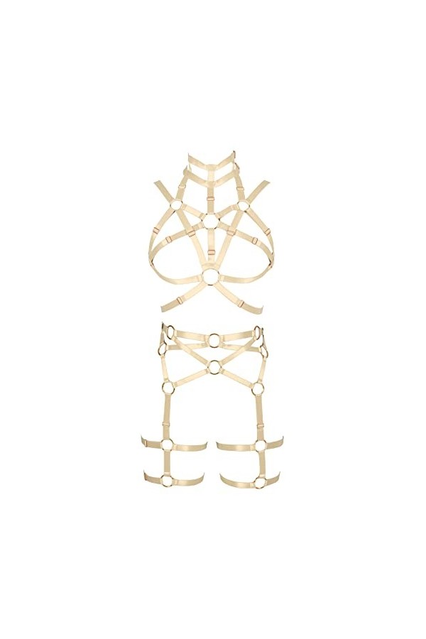 Harnais complet pour femme - Soutien-gorge punk - Sangle de poitrine - Festival rave - Lingerie - Grande taille - Porte-jarre