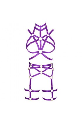 Harnais complet pour femme - Soutien-gorge punk - Sangle de poitrine - Festival rave - Lingerie - Grande taille - Porte-jarre