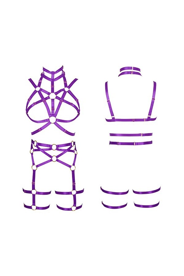 Harnais complet pour femme - Soutien-gorge punk - Sangle de poitrine - Festival rave - Lingerie - Grande taille - Porte-jarre