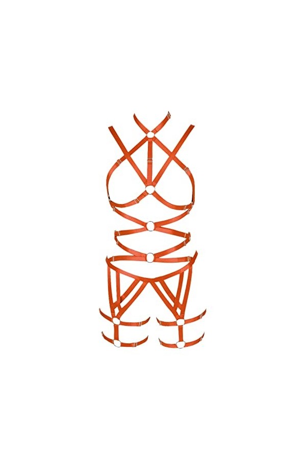 BODYCAGE Harnais de corps femme soutien-gorge Cage à lingerie ensemble Gothique Punk Festival Rave Jarretière ceinture Faire 