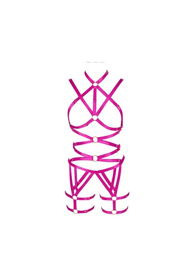BODYCAGE Harnais de corps femme soutien-gorge Cage à lingerie ensemble Gothique Punk Festival Rave Jarretière ceinture Faire 