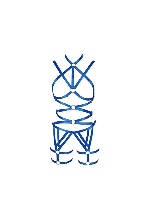 BODYCAGE Harnais de corps femme soutien-gorge Cage à lingerie ensemble Gothique Punk Festival Rave Jarretière ceinture Faire 