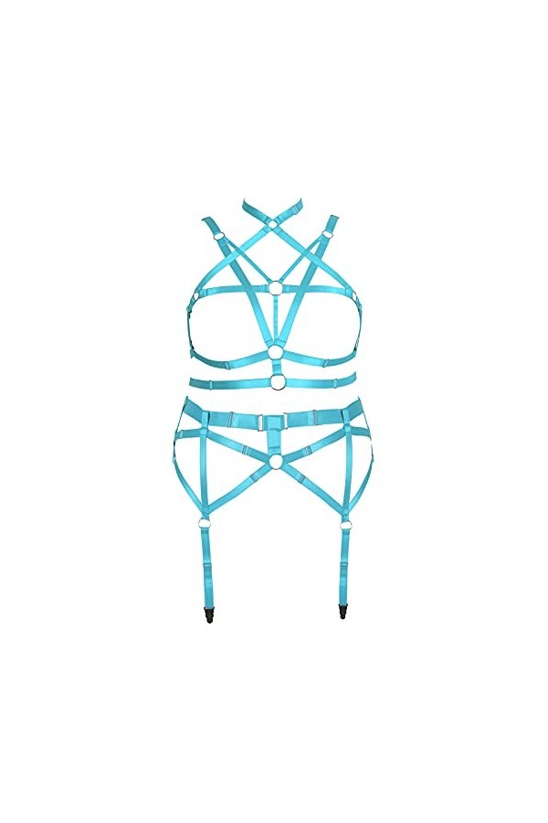 Ensemble de porte-jarretelles grande taille pour femme - Harnais complet pour femme - Grande taille - Lingerie rebondie - Sou