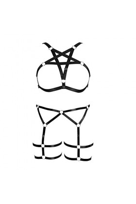 Ensemble porte-jarretelles grande taille pour femme - Harnais complet pour cage - Soutien-gorge dHalloween - Style punk goth