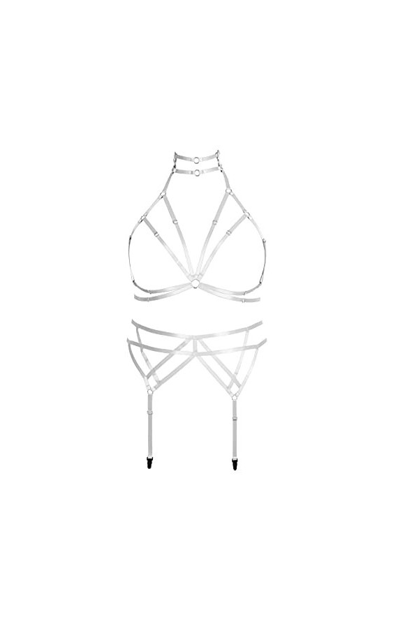 Harnais complet de grande taille pour femme punk gothique lingerie cage soutien-gorge grande taille porte-jarretelles ensembl