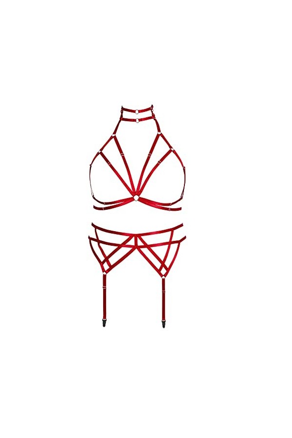Harnais complet de grande taille pour femme punk gothique lingerie cage soutien-gorge grande taille porte-jarretelles ensembl