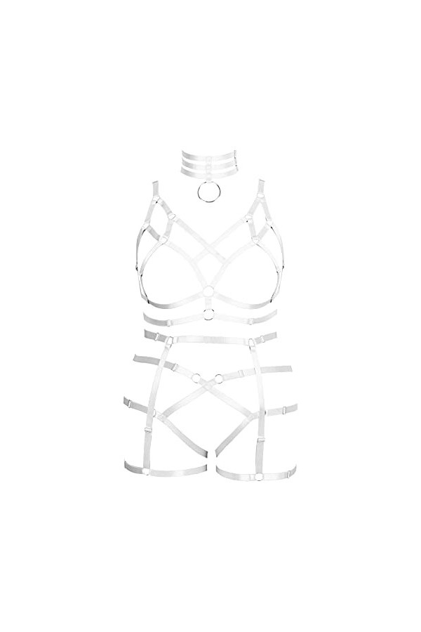 Ensemble de porte-jarretelles de grande taille pour femme - Harnais complet pour lingerie punk - Grande taille - Soutien-gorg