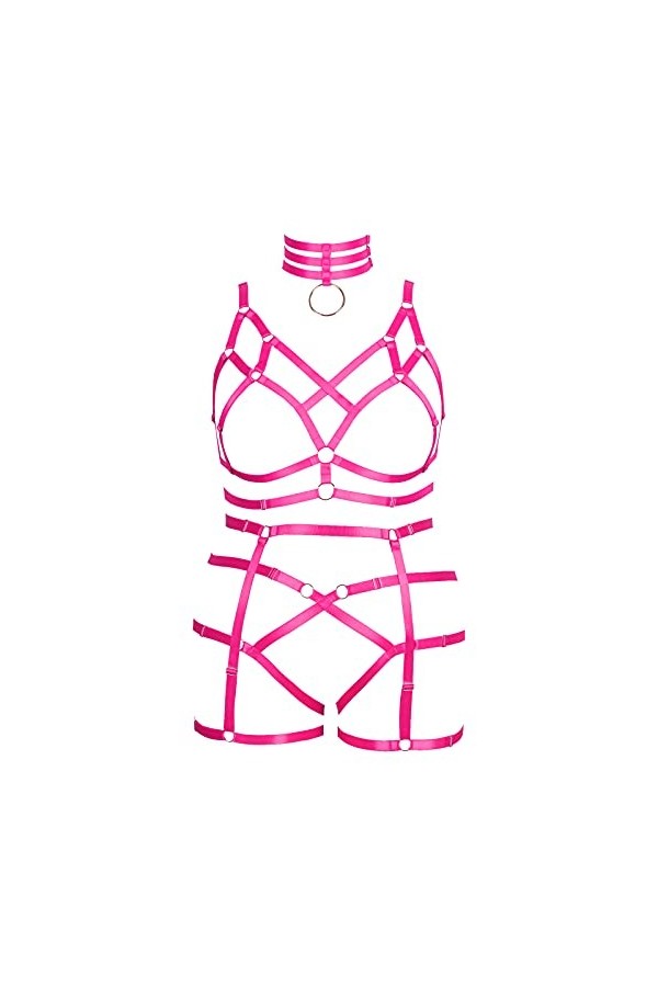 Ensemble de porte-jarretelles de grande taille pour femme - Harnais complet pour lingerie punk - Grande taille - Soutien-gorg