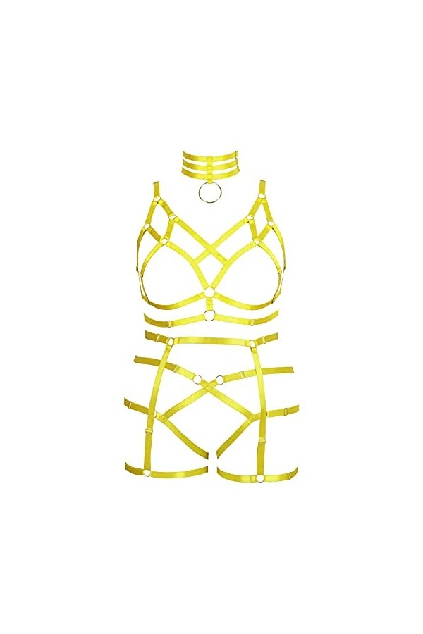 Ensemble de porte-jarretelles de grande taille pour femme - Harnais complet pour lingerie punk - Grande taille - Soutien-gorg