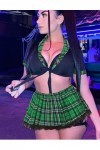 Avidlove Ensemble de lingerie décolière pour femme - Lingerie de jeu de rôle avec mini jupe plissée à carreaux sexy pour étu