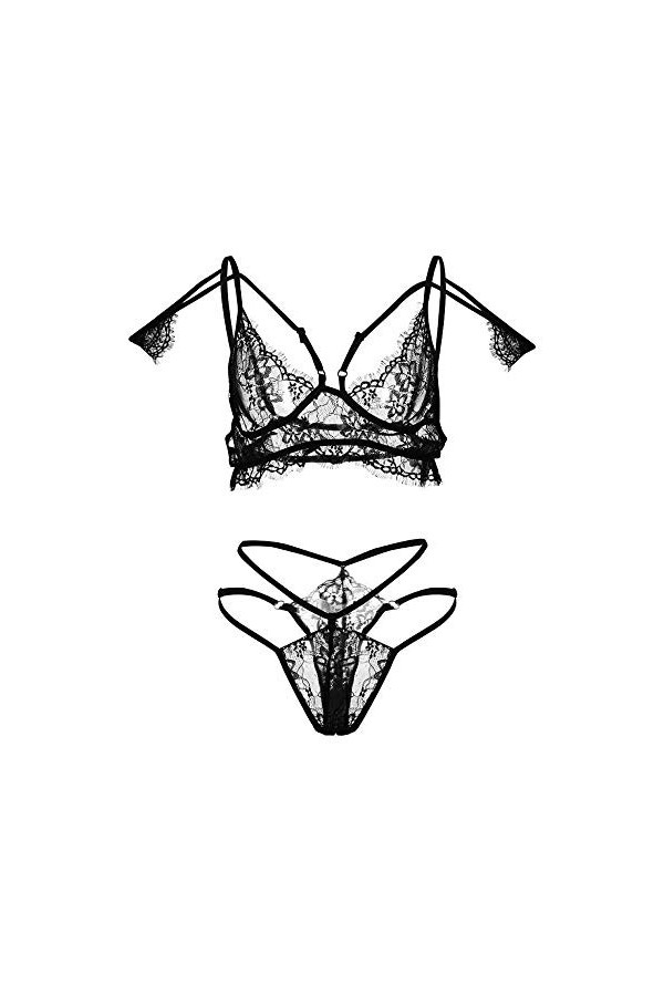 sous-vêtements Sexy pour Femmes, Chemises&nbsp;&nbsp;négligées, Bandage, sous-vêtements Sexy, Soutien-Gorge et String, Ensemble de Ling