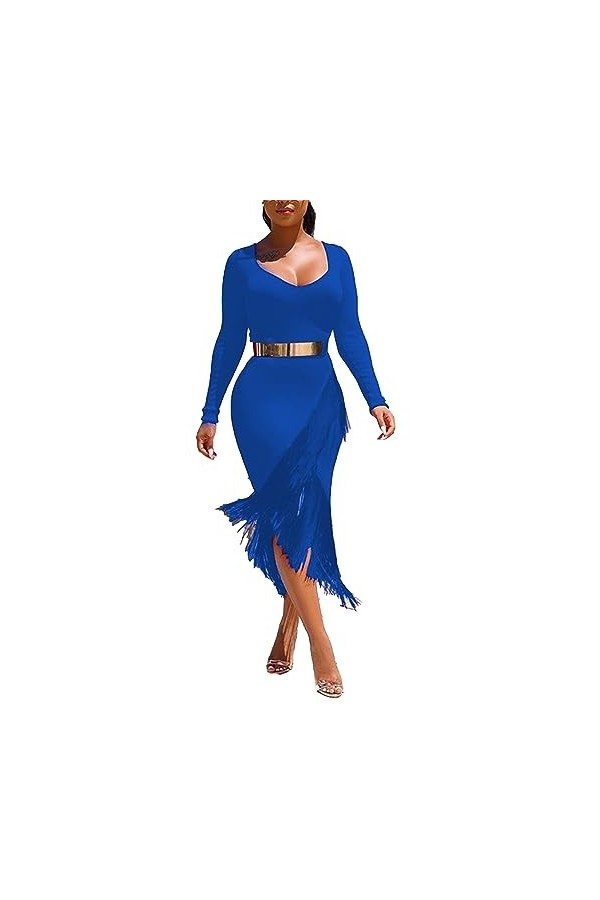 xxxiticat Robe à manches longues pour femme - Col chéri - Robe de cocktail - Ourlet irrégulier - Robe de fête, Blanc., XL