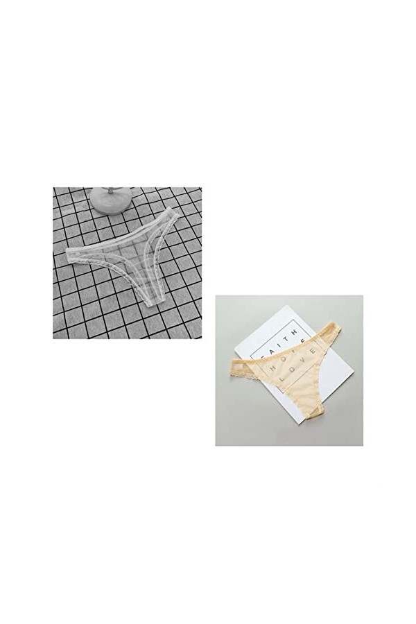 MULANY Femme Slips 2 pièces String Transparent Culotte Femmes personnalité été Dames Dentelle String Voir à Travers Les sous-