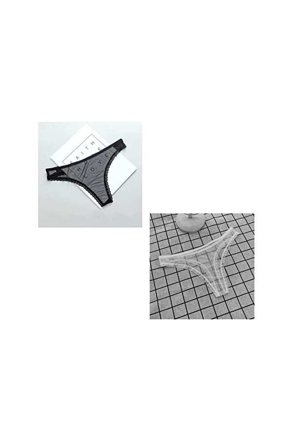 MULANY Femme Slips 2 pièces String Transparent Culotte Femmes personnalité été Dames Dentelle String Voir à Travers Les sous-