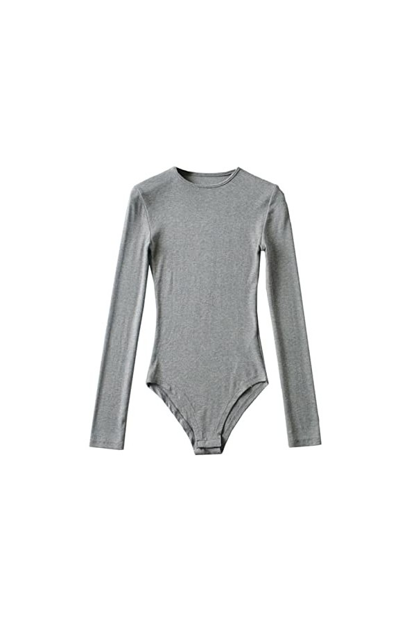 Body décontracté en tricot à manches longues et col rond pour femme