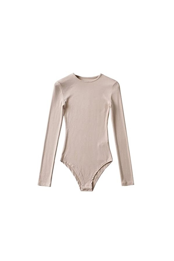 Body décontracté en tricot à manches longues et col rond pour femme