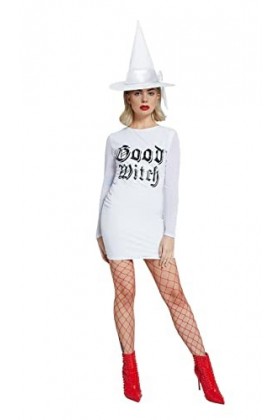 Smiffys 52180 Costume de sorcière blanche Fever Good Witch pour femme Taille L 44-46