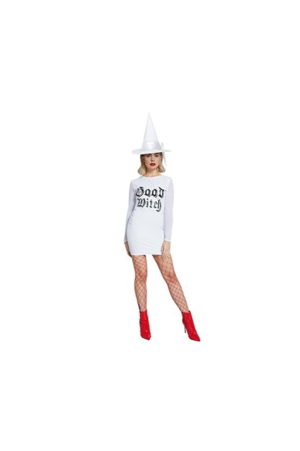 Smiffys 52180 Costume de sorcière blanche Fever Good Witch pour femme Taille L 44-46