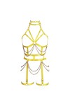 JMMHSS Harnais de chaîne de Corps Punk pour Femmes Lingerie Cage complète Sangle de Poitrine Jarretière Goth Tissu Extensible
