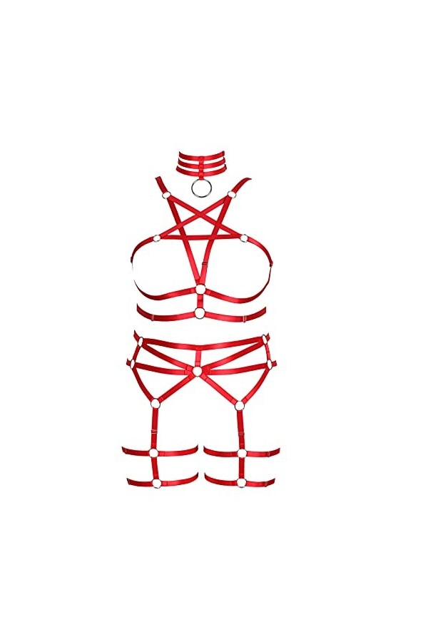 BBOHSS Femmes avec Un Soutien - Gorge pentastar Plus Taille Ensemble de Bas Punk Garter élastique Gothique Costume de Danse d