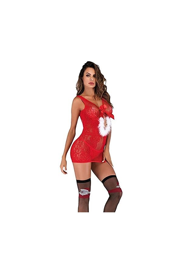 YYAN Sexy Costumes Adultes for Femmes Striptease Sexy Ensemble de vêtements Sexy for la Grille de Lune de Miel Body de Noël f