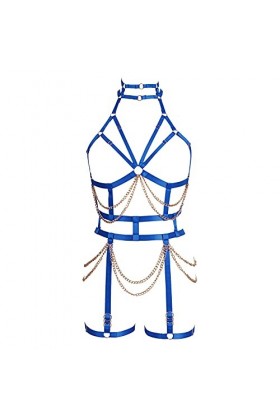 BODYCAGE Chaîne de corps Harnais de corps femme Cage à lingerie ensemble Soutien-gorge Porte-jarretelles Gothique Festival Ra