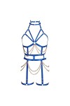 BODYCAGE Chaîne de corps Harnais de corps femme Cage à lingerie ensemble Soutien-gorge Porte-jarretelles Gothique Festival Ra