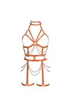 BODYCAGE Chaîne de corps Harnais de corps femme Cage à lingerie ensemble Soutien-gorge Porte-jarretelles Gothique Festival Ra