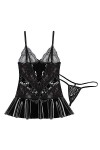 KSDFIUHAG Costumes Sexy Femme Ensemble De Lingerie Sexy pour Femmes Bretelles Spaghetti Dentelle Sissy Chemise De Nuit G-Stri