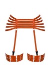 Harnais de corps pour femme Jarretière Punk Gothique Ceinture de jambe Lingerie Cage Grande taille Tissu extensible, Orange, 