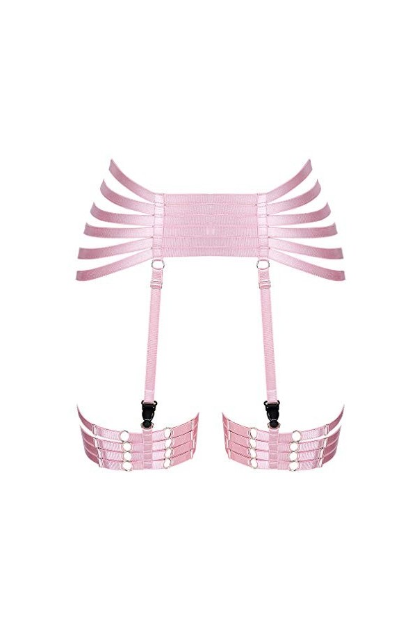 Harnais de corps pour femme Jarretière Punk Gothique Ceinture de jambe Lingerie Cage Grande taille Tissu extensible, Orange, 