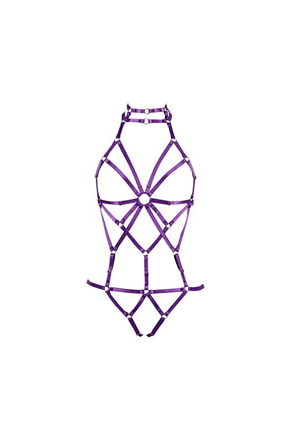 BODYCAGE Soutien-gorge Ajustable Punk Cage à lingerie ensemble Faire la fête Porte-jarretelles Halloween Harnais de corps fem