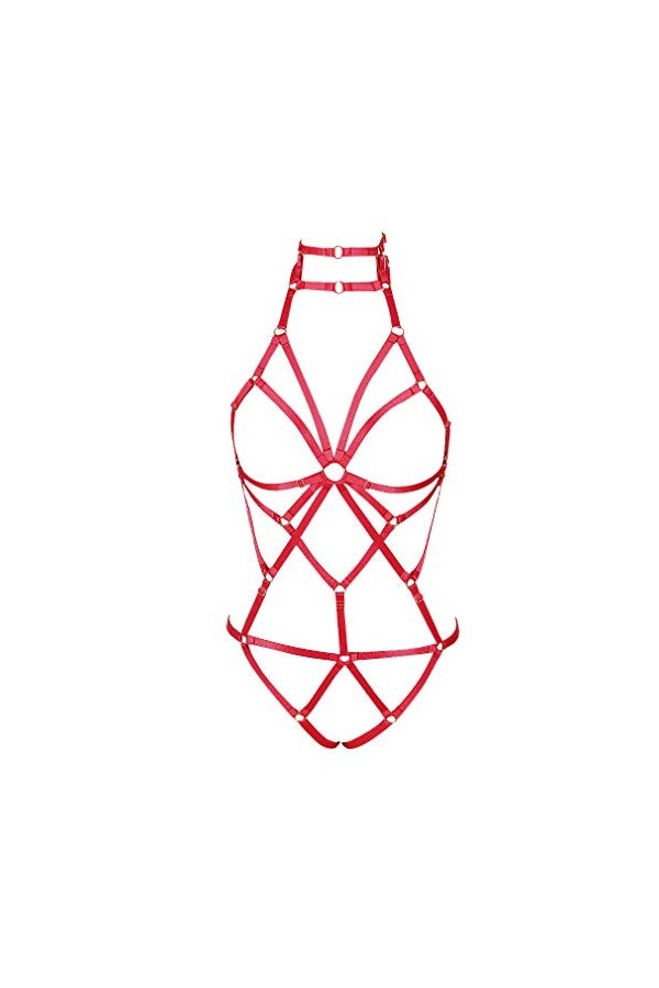 BODYCAGE Soutien-gorge Ajustable Punk Cage à lingerie ensemble Faire la fête Porte-jarretelles Halloween Harnais de corps fem
