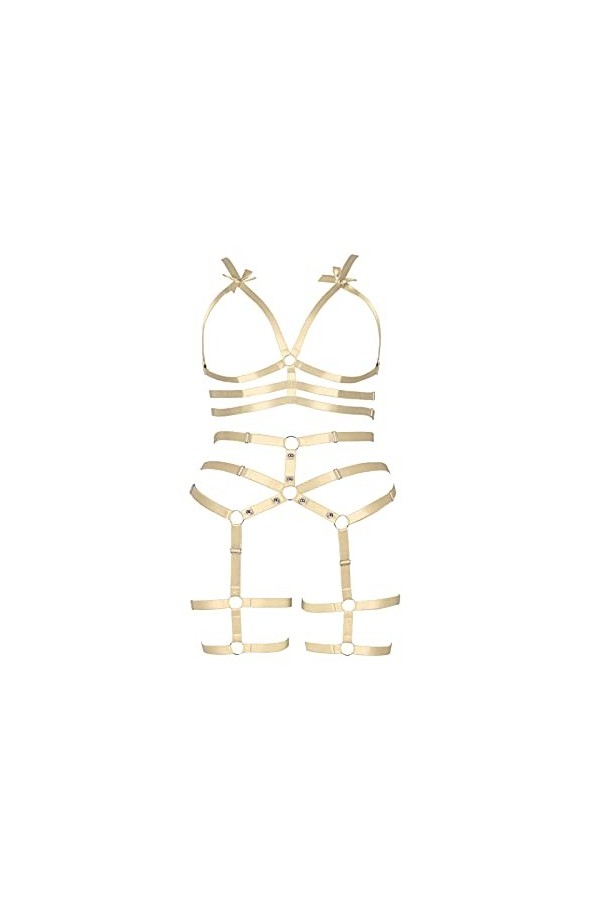 Ensemble de porte-jarretelles de grande taille avec harnais complet pour femme, festival, rave, punk, gothique, grande taille