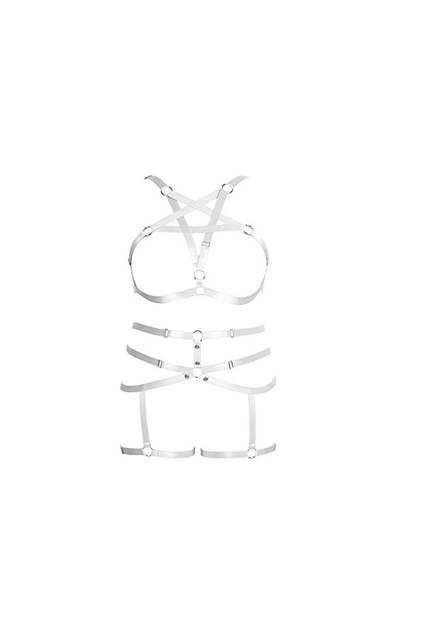 Ensemble de porte-jarretelles de grande taille pour femme, harnais complet pour femme, style punk, gothique, lingerie cage pe