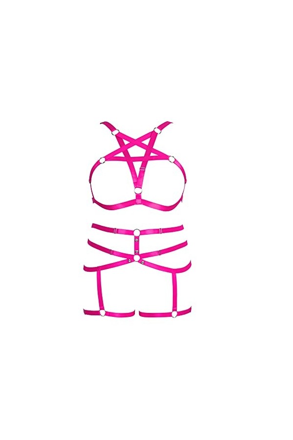 Ensemble de porte-jarretelles de grande taille pour femme, harnais complet pour femme, style punk, gothique, lingerie cage pe