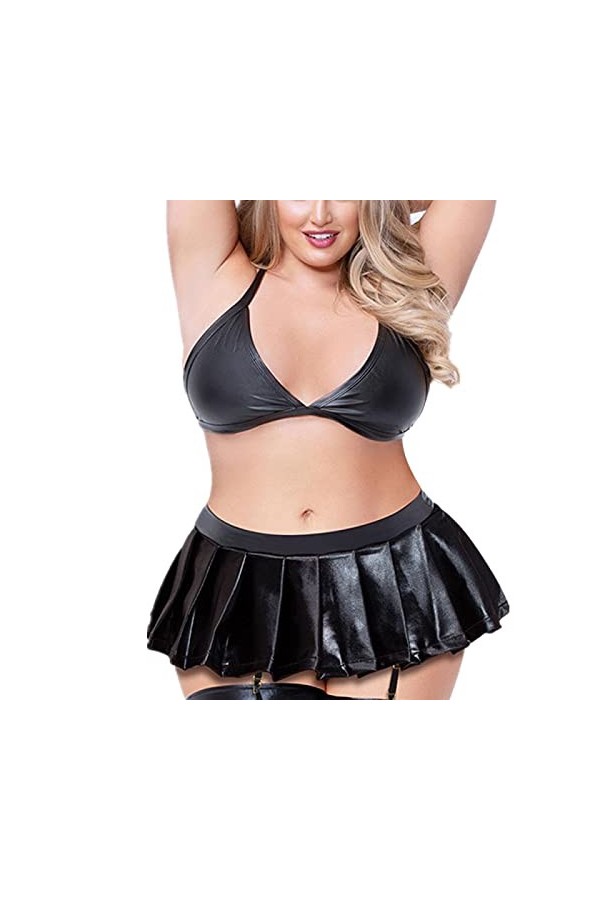 LSSM Lingerie Sexy Costume en Cuir Verni Grande Taille Passion Temptation Costume Passion Sexy Femme Siamois en Cuir Fichier 
