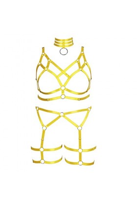 Harnais complet pour femme - Grande taille - Style punk gothique - Lingerie cage - Soutien-gorge grande taille - Porte-jarret